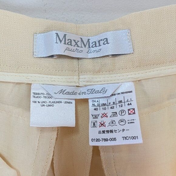 Max Mara Puro Lino Cream Straight Leg Linen Pants - Picture 8 of 8